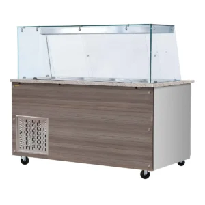 SNACK-Line, kold disk, 4x GN1/1, granit rosa-grå, 153x82x85,5, klart glas med mellemlag, H=496 mm