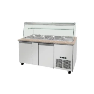 SNACK-Line, kold disk, 4x GN1/1, granit rosa-grå, 152x82x88,5, klart glas uden mellemlag, H=396 mm