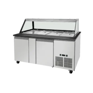 SNACK-Line, kold disk, 4x GN1/1, granit Star Galaxy sort, 153x82x85,5, glasopsats, klart glas med sort kant, uden mellemlag, H=396 mm
