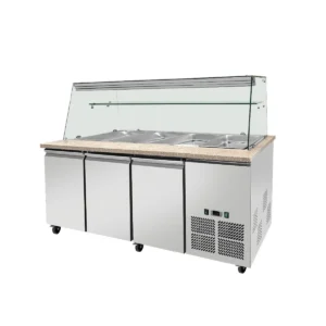 SNACK-Line, kold disk, 5x GN1/1, granit rosa-grå, 188x82x85,5, glasopsats, klart glas med mellemlag, H=496 mm